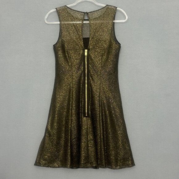 Aidan Aidan Mattox Womens Dress 6 Black Gold Metallic Sparkle Mini Fairygrunge - Picture 11 of 16